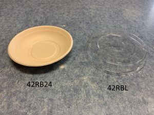 Round Bagasse Bowl Lid, Molded Fiber, Fits 16-24oz.